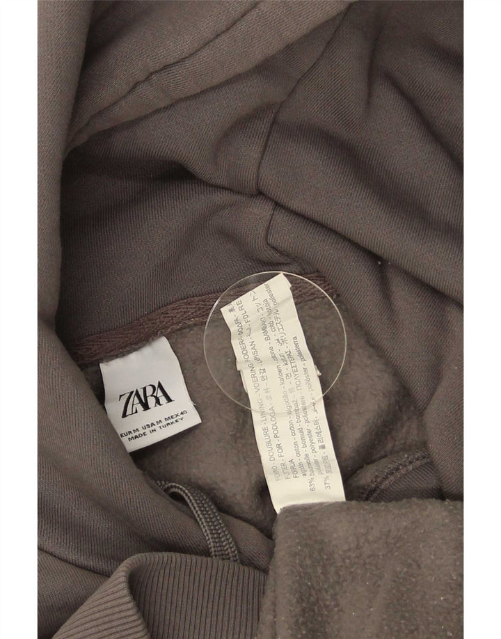 Мужской джемпер с капюшоном Zara среднего серого цвета, хлопок
