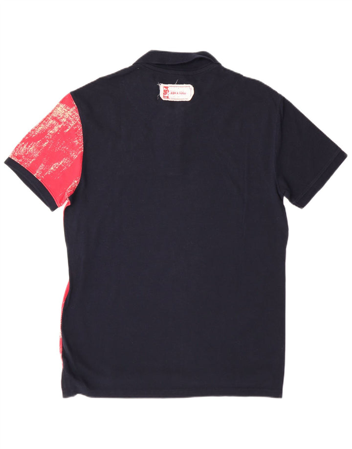 Мужская рубашка-поло DESIGUAL с графическим рисунком, большая темно-синяя хлопковая рубашка с цветными блоками