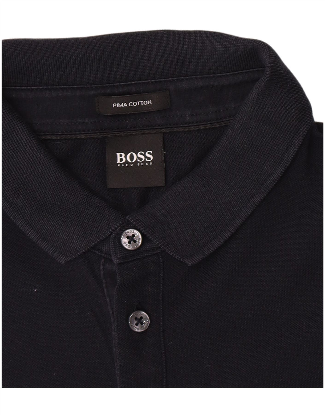 Мужская рубашка-поло с длинным рукавом Hugo Boss, средний темно-синий хлопок