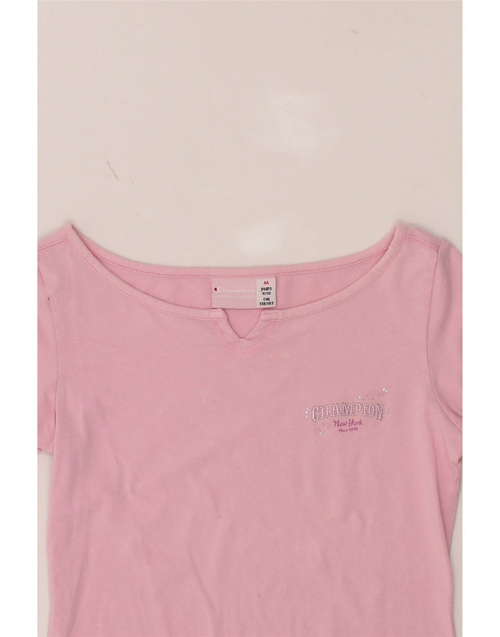 CHAMPION Girls T-Shirt Top 9-10 Years Medium Pink Vintage Champion and Second-Hand Champion from Messina Hembry 