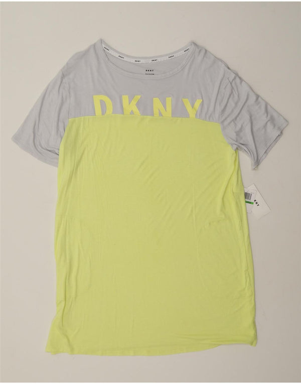 Женское платье-футболка с графическим рисунком Dkny UK 16, большой желтый цвет, вискоза с цветными блоками