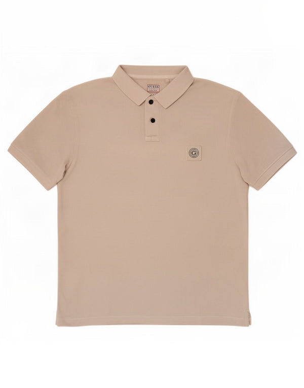 Мужская рубашка поло Guess Slim Fit UK 36, маленькая, бежевый, хлопок