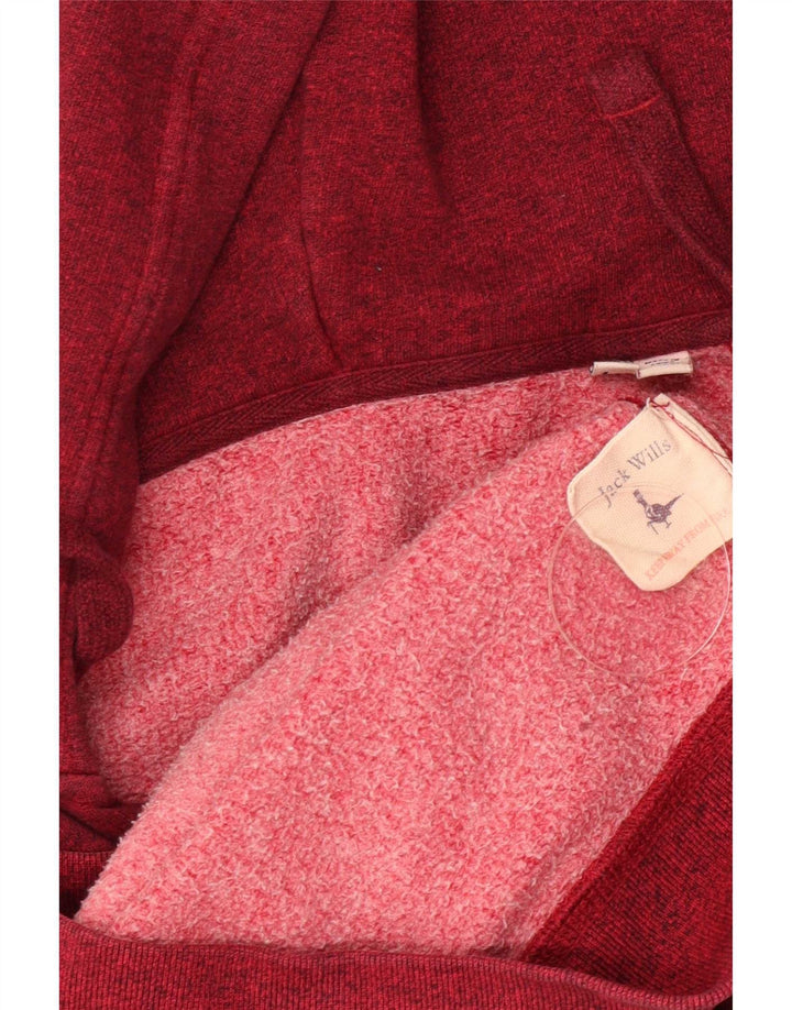 Jack Wills Мужской свитер с капюшоном на молнии среднего красного цвета, хлопок