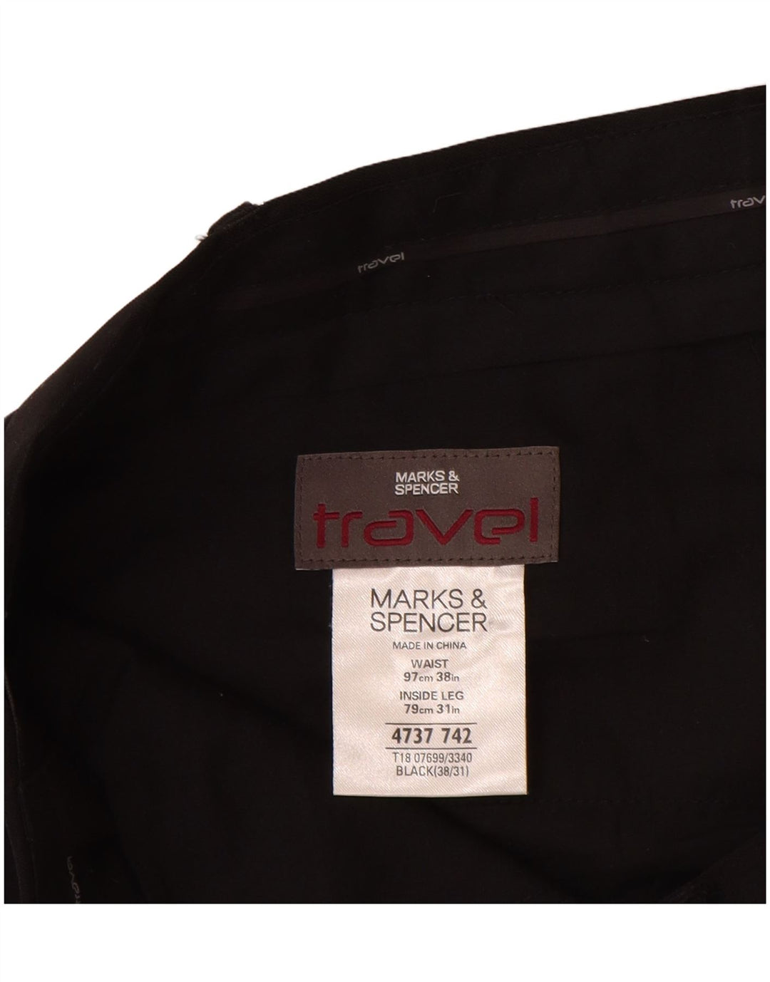 Мужские прямые брюки-чиносы Marks & Spencer W38 L31 черные из полиэстера