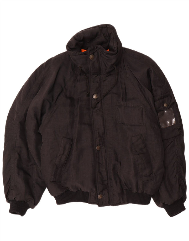 Винтажная мужская стеганая куртка свободного кроя UK 38, средний черный цвет