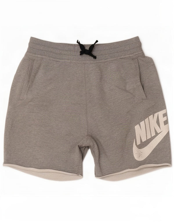 Мужские спортивные шорты Nike с графическим рисунком, хлопковые, среднего серого цвета