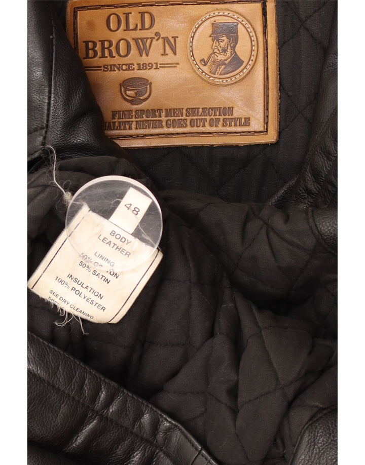Винтажная мужская кожаная куртка IT 48 Medium Black Leather