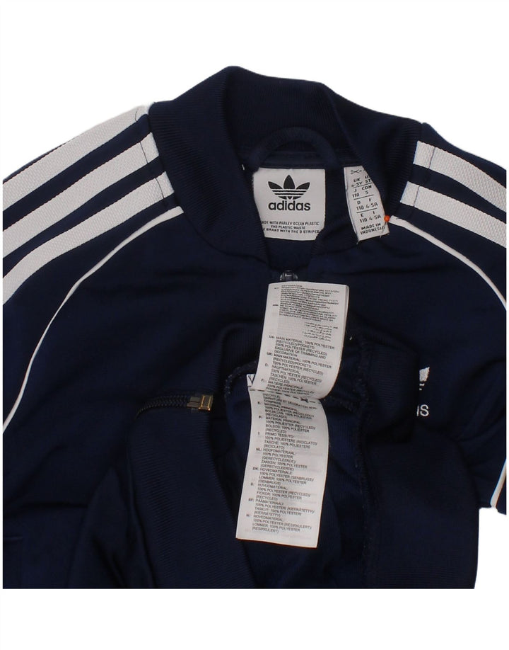 Спортивный костюм Adidas для мальчиков, верхняя куртка 4–5 лет, темно-синий полиэстер