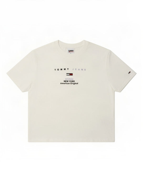 Женская укороченная футболка оверсайз с рисунком Tommy Hilfiger UK 6 XS, белая
