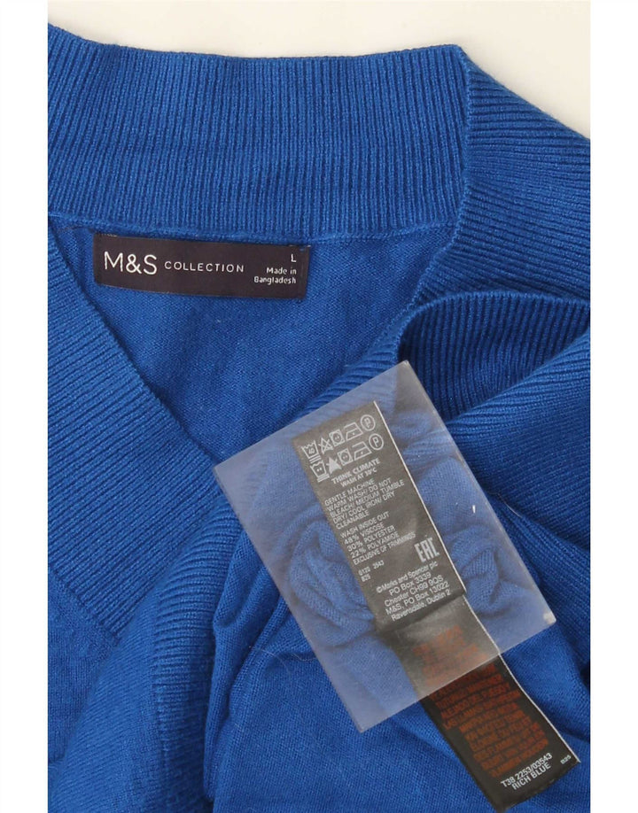Женский свободный джемпер с v-образным вырезом Marks & Spencer, Великобритания 16, большой синий
