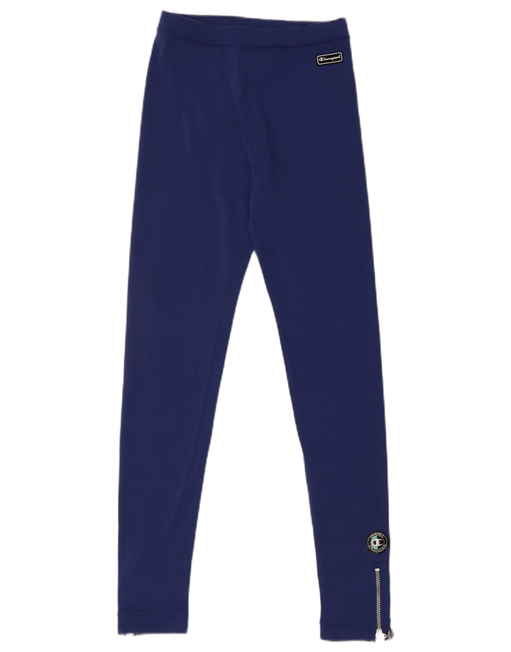 CHAMPION Womens Leggings UK 12 Medium  Blue Nylon