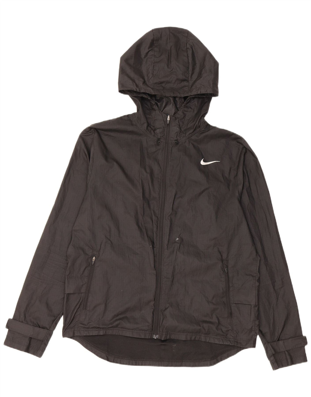 Женская дождевик с капюшоном Nike UK 14, средний черный, полиэстер