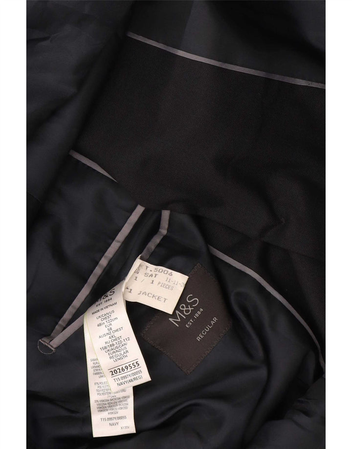 Мужской пиджак с 2 пуговицами Marks & Spencer UK 48 4XL Темно-синий полиэстер