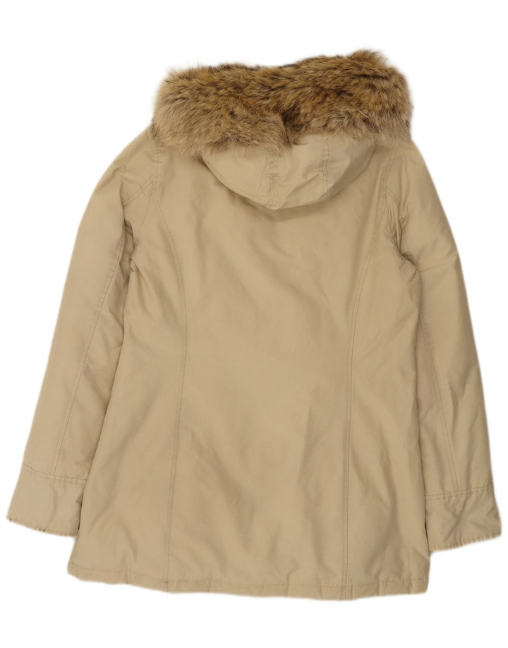 Женское стеганое пальто с капюшоном Woolrich UK 14, средний бежевый хлопок