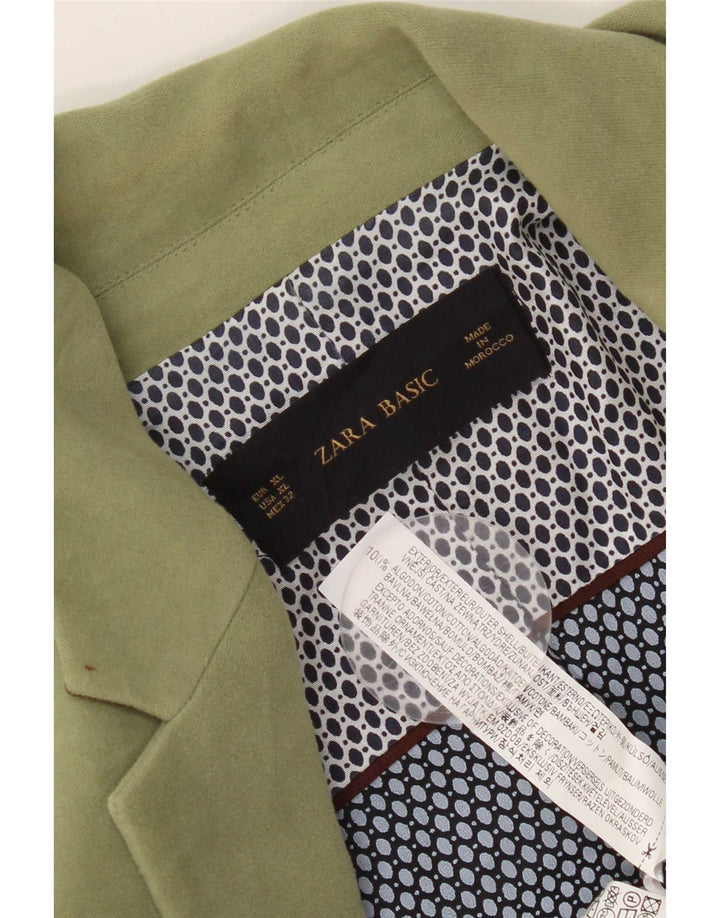 Женский пиджак Zara на 1 пуговице, Великобритания, 18 XL, зеленый хлопок