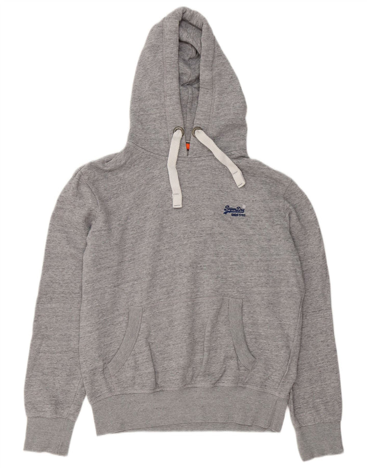 Мужской джемпер с капюшоном Superdry, большой серый хлопок с крапинками