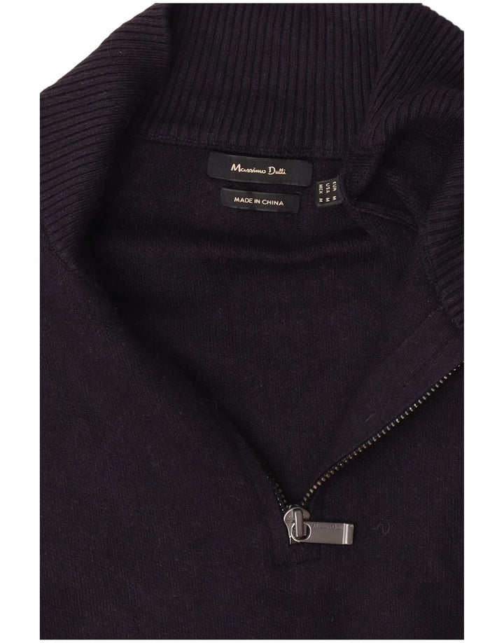 Мужской джемпер с воротником на молнии Massimo Dutti, средний темно-синий