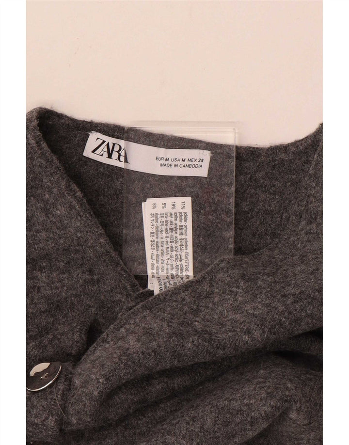 Женский вязаный жилет Zara UK 12, средний серый полиэстер