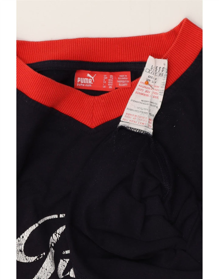 Мужская футболка с рисунком PUMA, темно-синий, хлопок, 2XL