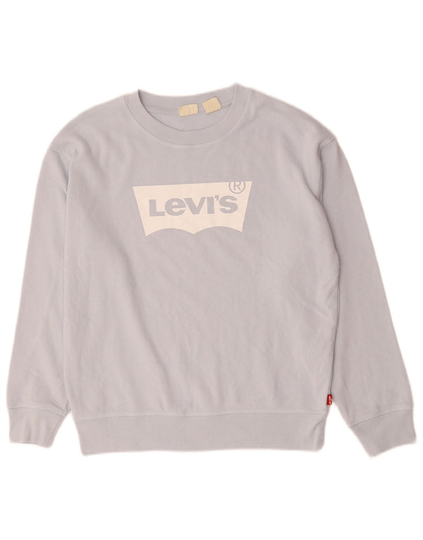 Женский свитер оверсайз с рисунком LEVI'S UK 6 XS, синий хлопок