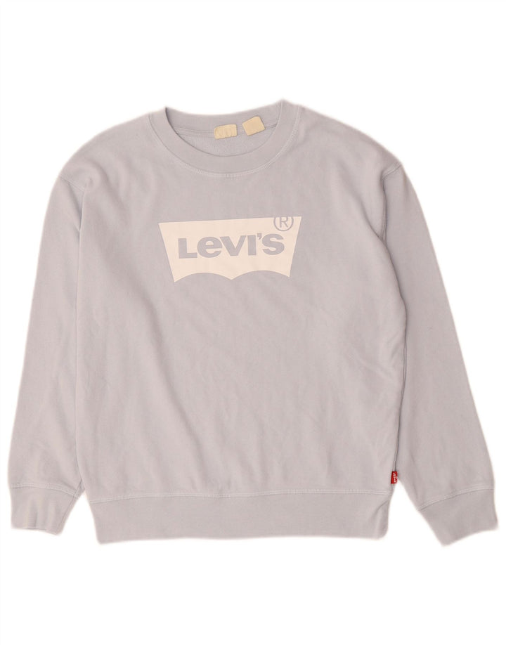 Женский свитер оверсайз с рисунком LEVI'S UK 6 XS, синий хлопок