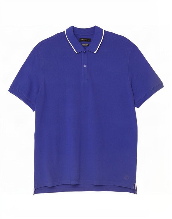 Мужская рубашка-поло Massimo Dutti 2XL, синяя, хлопок