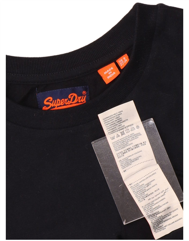Женская футболка SUPERDRY Top UK 8, маленький черный хлопок