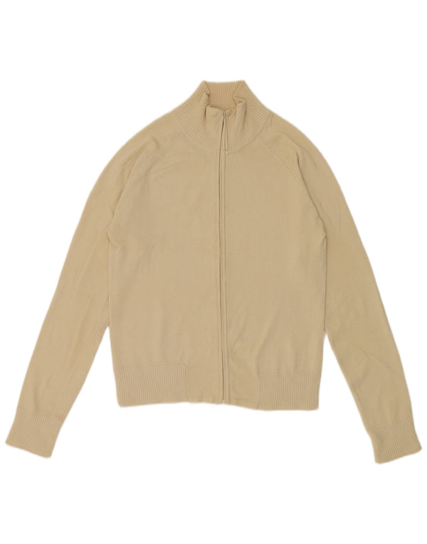 Женский укороченный кардиган Zara UK 12, хлопковый средний бежевый цвет