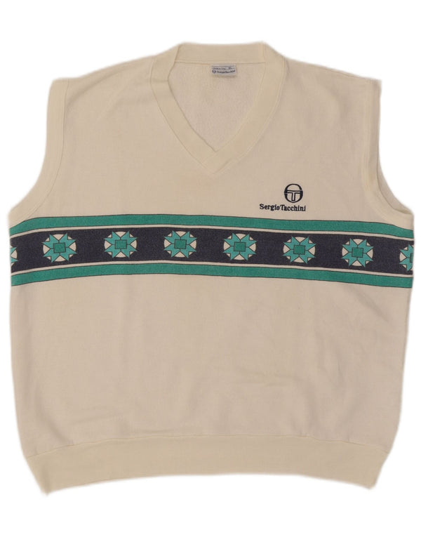 Мужская майка-майка Sergio Tacchini XL, белый акрил с геометрическим узором