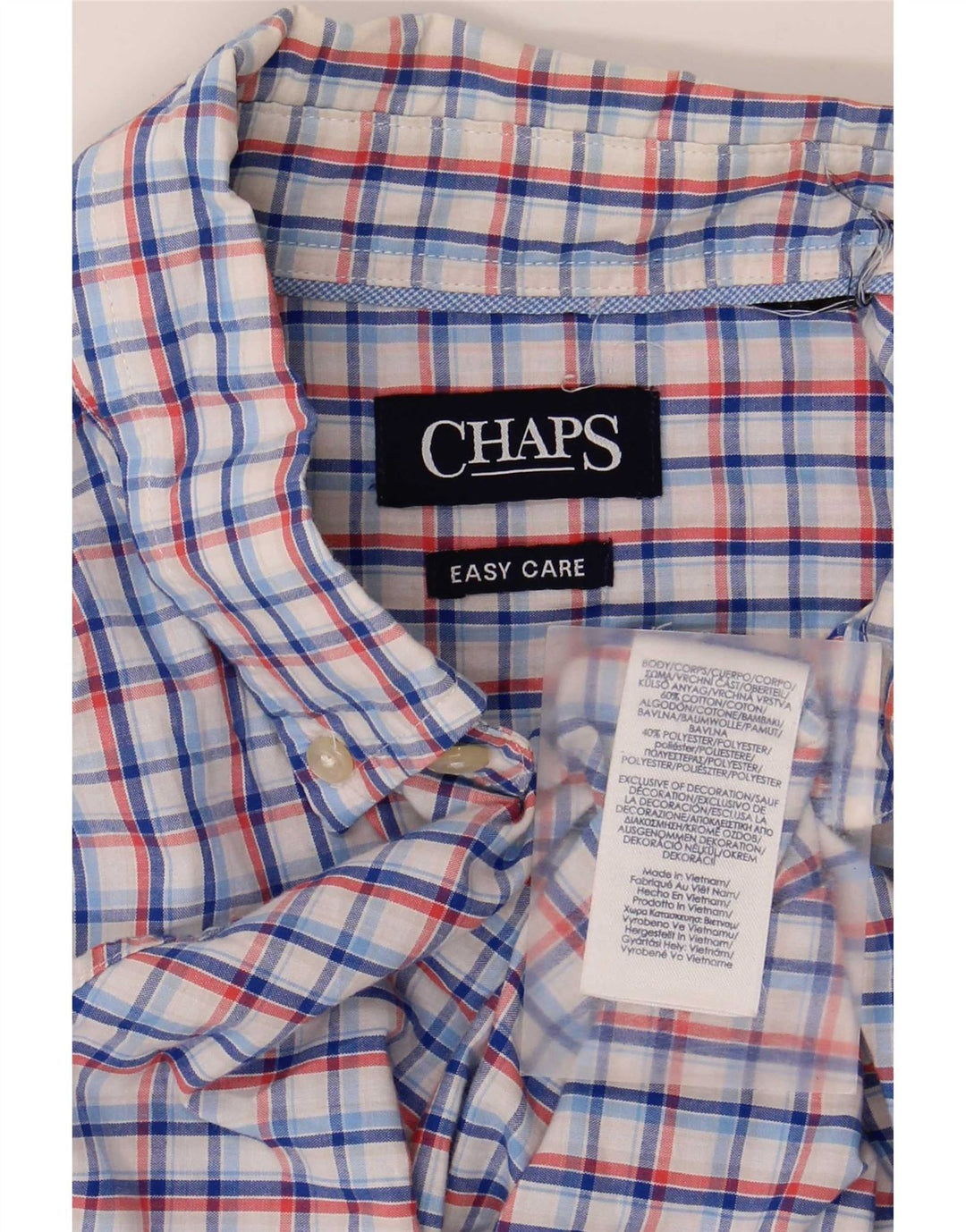 Мужская рубашка Chaps с коротким рукавом, большая синяя клетка, хлопок