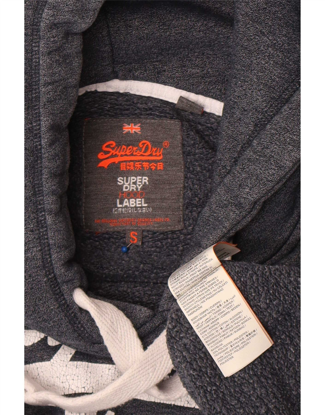 Мужской джемпер с капюшоном Superdry, маленький серый, хлопковый