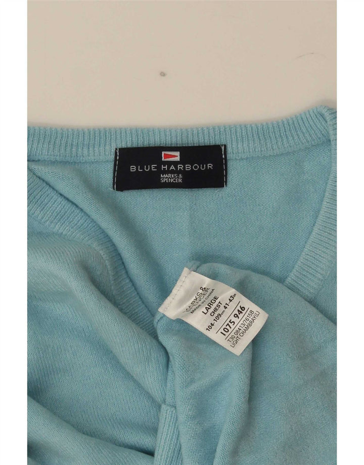 Мужской джемпер с v-образным вырезом Marks & Spencer Blue Harbour, большой акрил