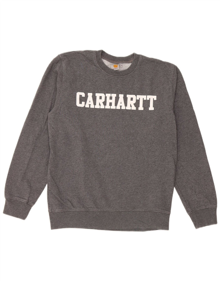 Мужской свитшот с рисунком Carhartt, маленький серый хлопковый джемпер