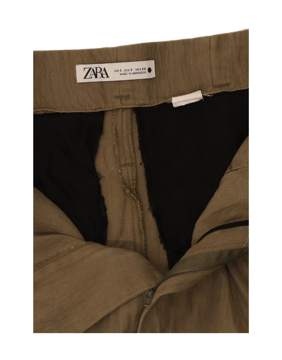 Женские укороченные брюки Zara, маленькие W26 L24, хаки