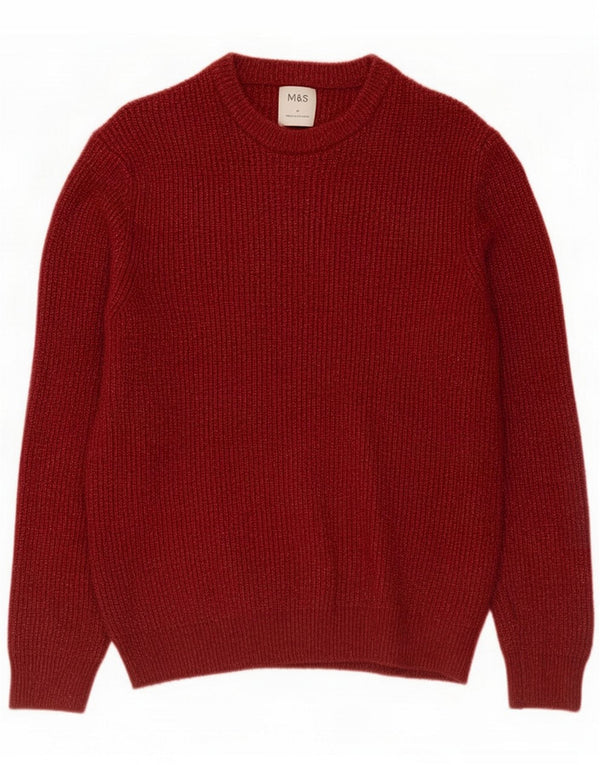 Marks & Spencer Mens Crew Neck Jumper Sweater Medium Red Flecked Polyamide