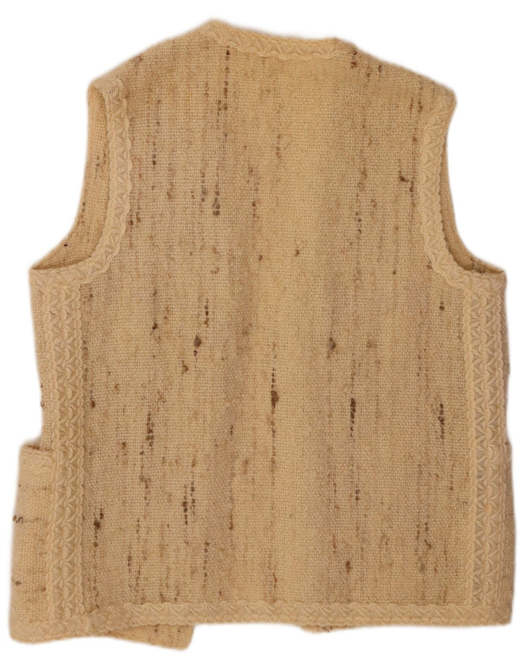 ВИНТАЖНЫЙ женский открытый кардиган без рукавов, Великобритания, 16, большой, бежевый, в крапинку