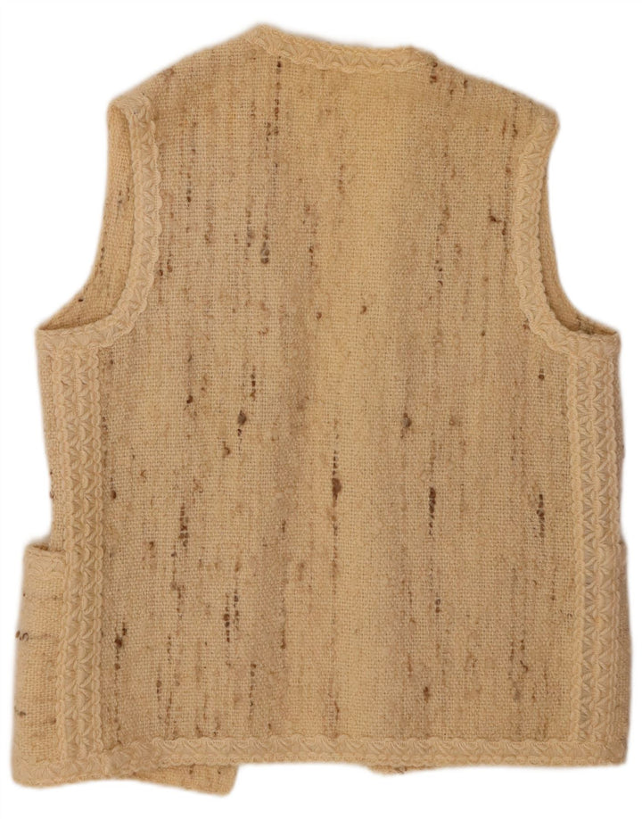 ВИНТАЖНЫЙ женский открытый кардиган без рукавов, Великобритания, 16, большой, бежевый, в крапинку