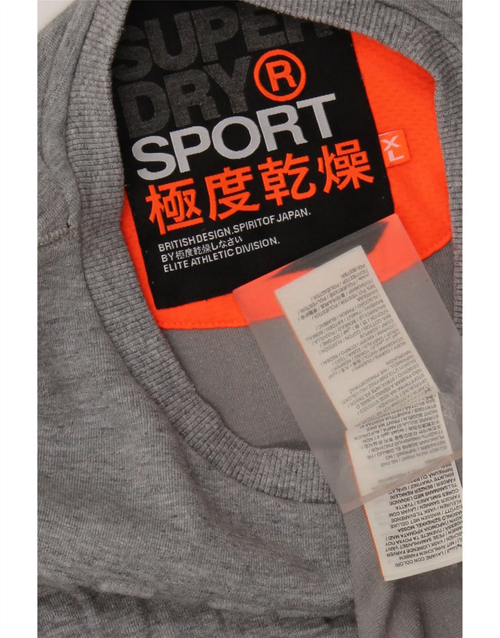 SUPERDRY Мужской свитшот с рисунком, джемпер XL, серый хлопок в крапинку