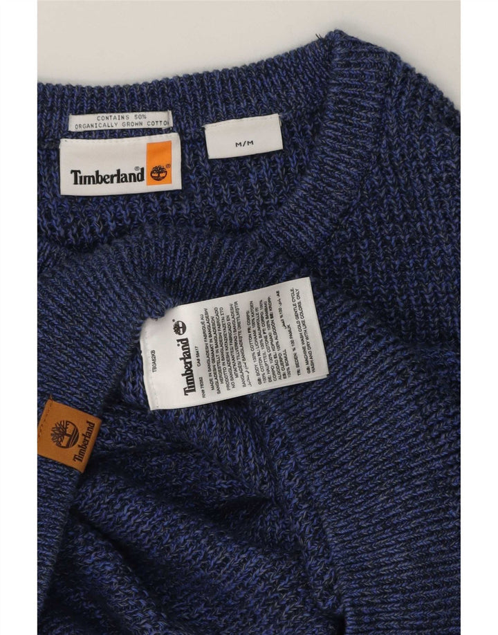Мужской джемпер с круглым вырезом Timberland, хлопковый свитер среднего синего цвета