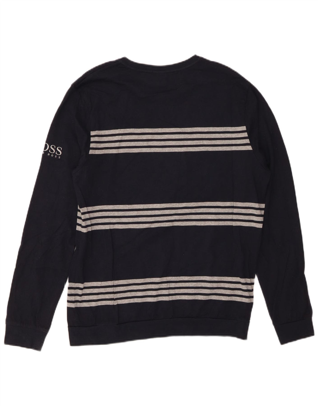 Мужской топ HUGO BOSS с длинным рукавом, средний темно-синий в полоску, хлопок