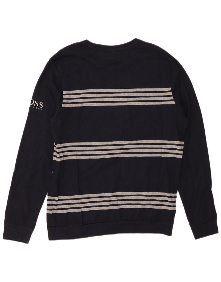 Мужской топ HUGO BOSS с длинным рукавом, средний темно-синий в полоску, хлопок