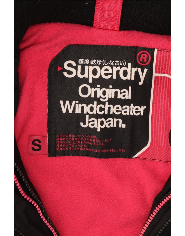 Женская ветровка с капюшоном Superdry UK 10, маленькая, черный нейлон