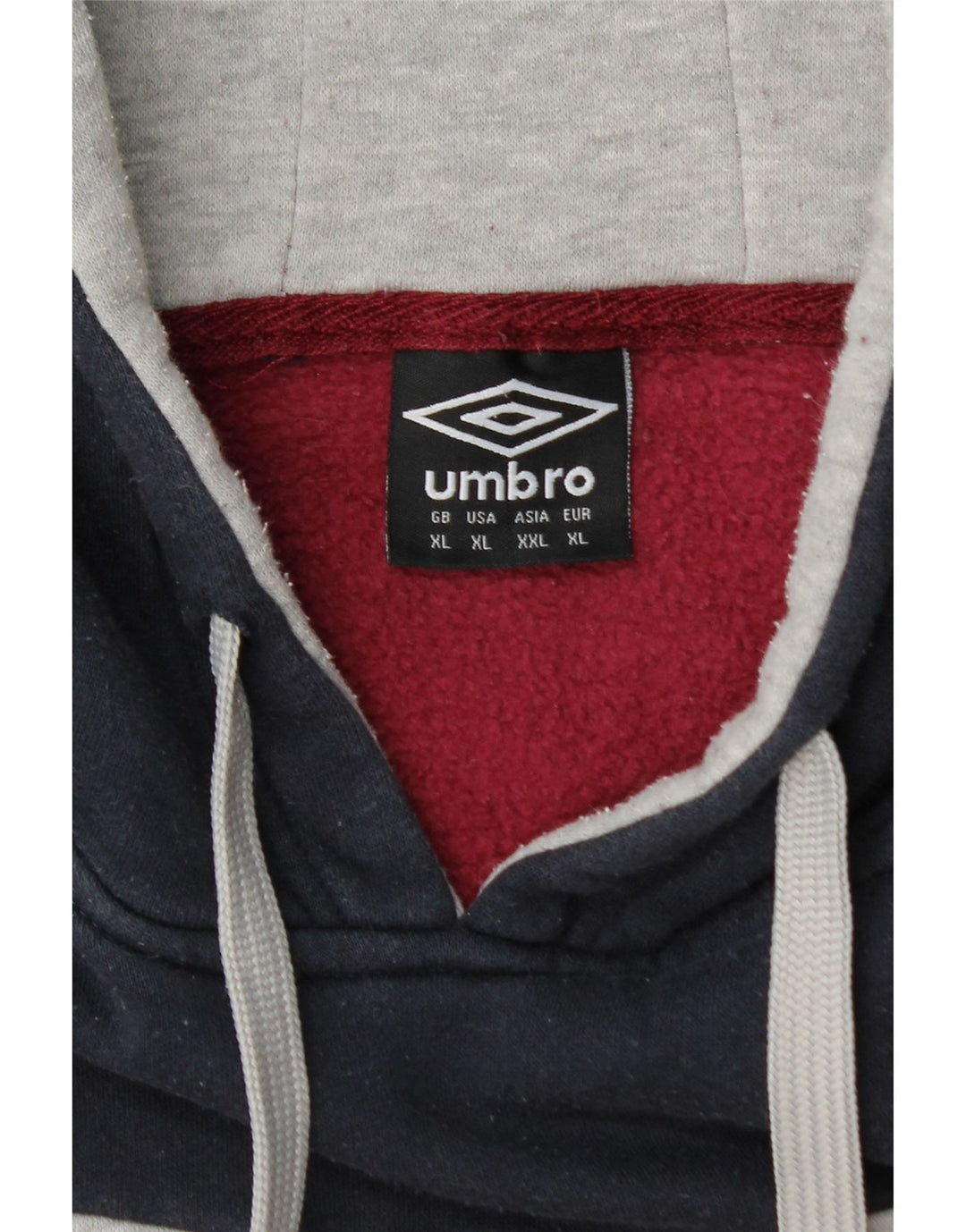 Мужской джемпер с капюшоном UMBRO XL, бордовый, хлопок с цветными блоками