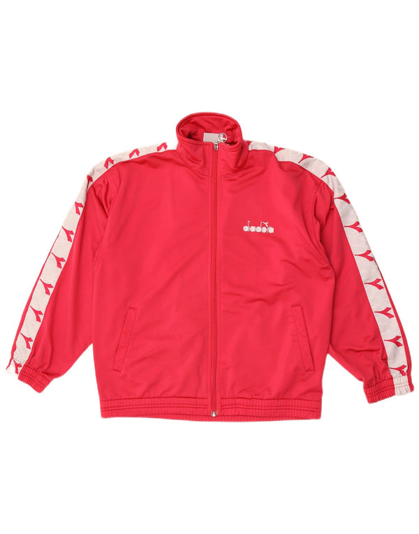 Diadora Mens Graphic Tracksuit Top Jacket UK 34 XS Pink Colourblock