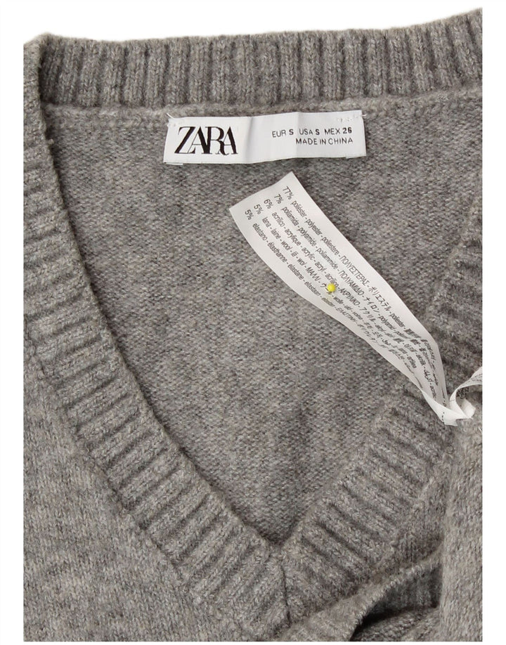 Женская укороченная майка Zara UK 10, маленькая серая