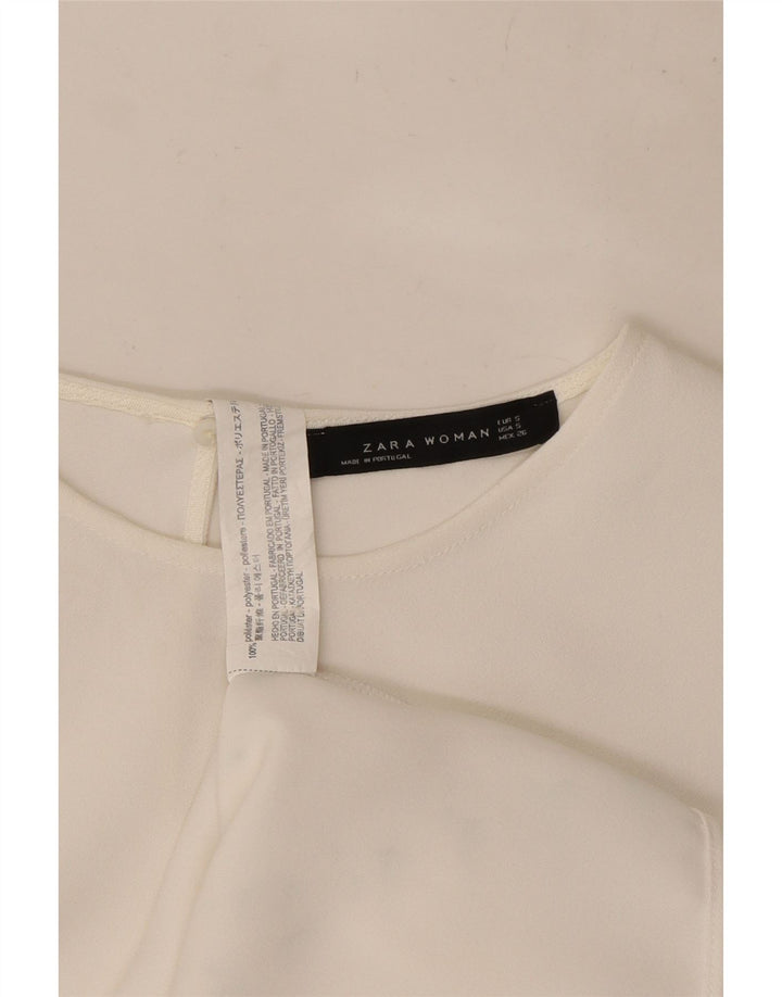 Женская блузка оверсайз Zara с крыльями летучей мыши, топ UK 10, маленький белый полиэстер