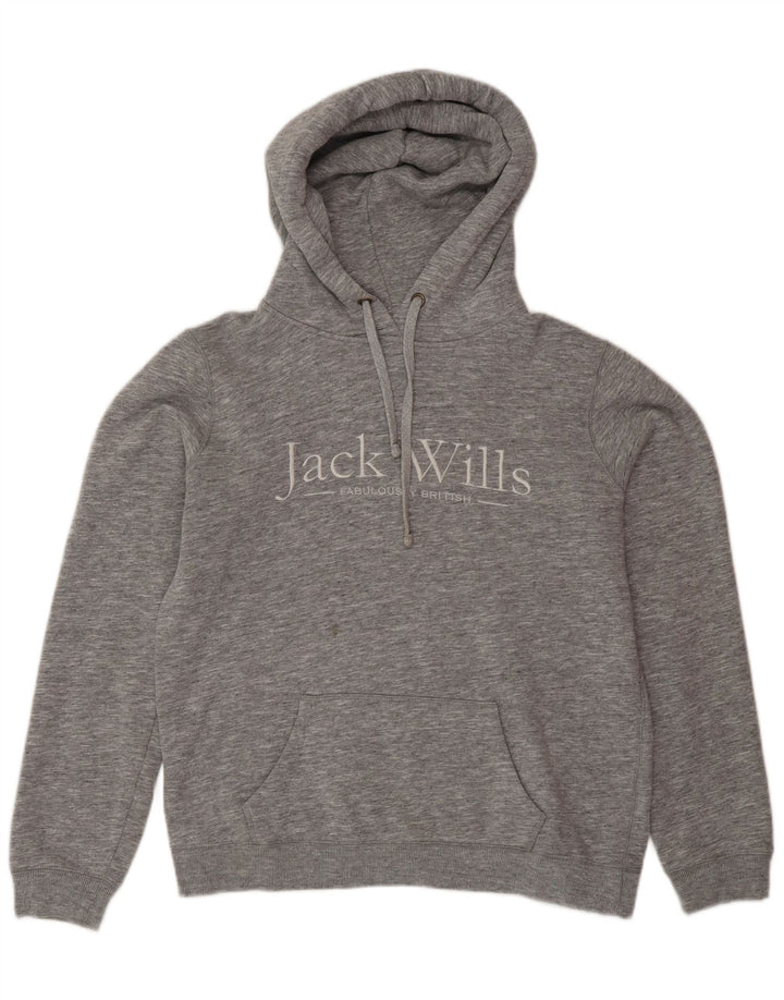 Женский джемпер с капюшоном оверсайз с рисунком Jack Wills UK 12, средний серый в крапинку
