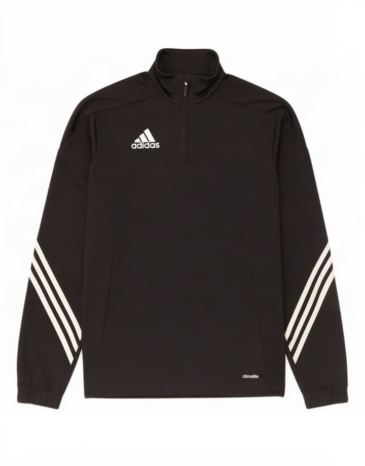 Мужской пуловер с воротником на молнии Adidas Climalite, маленький черный полиэстер