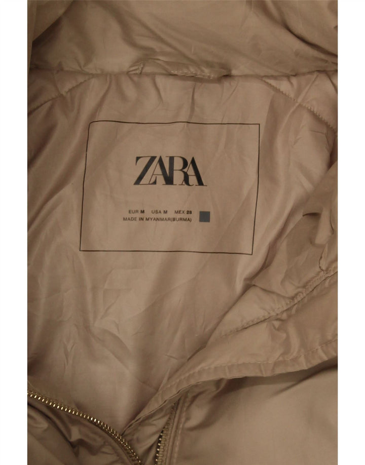 Женская стеганая куртка ZARA UK 14, средний бежевый полиэстер
