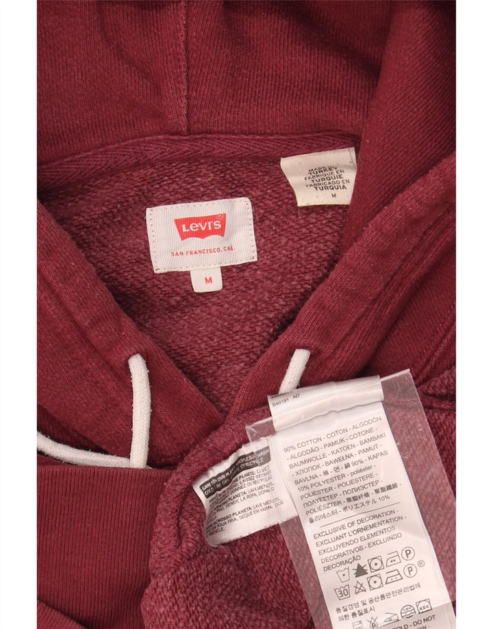 LEVI'S Mens Graphic Hoodie Jumper Medium Burgundy Cotton